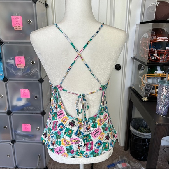 Vera Bradley Stamp Pattern Blue Green Back Tie Sleeveless Top Size Large (12/14) - Picture 2 of 8